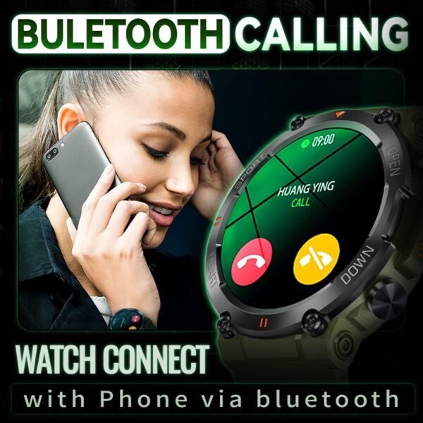 GaWear Reloj Inteligente Hombre, Hombre 1.39"HD Pantalla Táctil Completo con Llamadas Pulsómetro Presión Arterial,Monito de Sueño,Podómetro Pulsera Android iOS(Verde) - Image 4