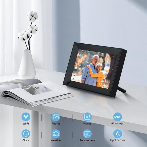 Marcos Fotos Digitales de 10.1 Inch Hyjoy con WiFi, Pantalla táctil de Alta definición IPS, Sensor de luz, rotación automática y aplicación móvil AiMOR para gestionar Fotos y Videos - Image 4
