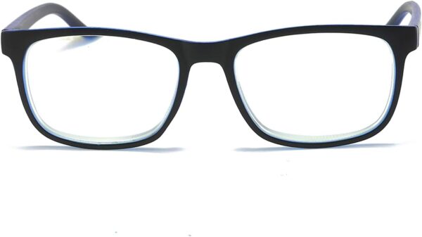 MMOWW Gafas de lectura anti-Blu-ray, gafas cuadradas de moda para ordenador para hombres y mujeres con bisagra de resorte antifatiga(azul,+1.0) - Image 2