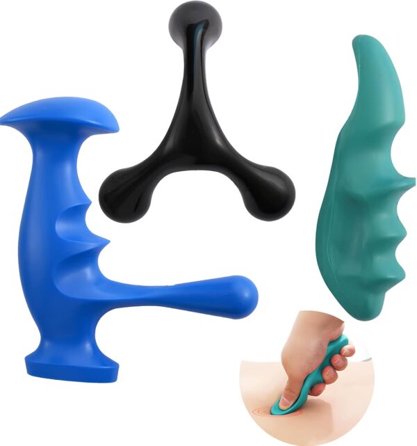 3 Piezas Masajeador para El Pulgar, Masajeador de Pulgar Verde, Masajeador de Pulgar de Mano, Herramienta de Masaje de Tejido Profundo Herramienta para Masaje Espalda Cuello Hombros Manos Pies