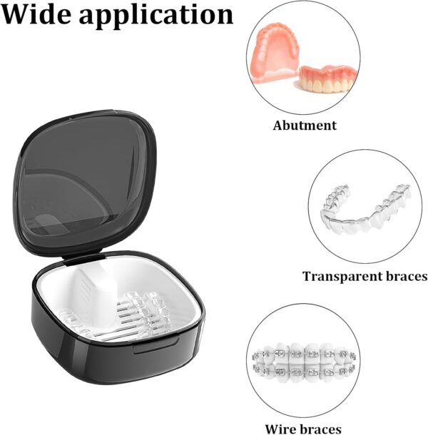 Porta aparato dientes 2 piezas caja aparato dientes caja para dentaduras dentales caja caja de almacenamiento para dentadura porta protector bucal porta bite dental para limpiar y almacenar prótesis - Image 4
