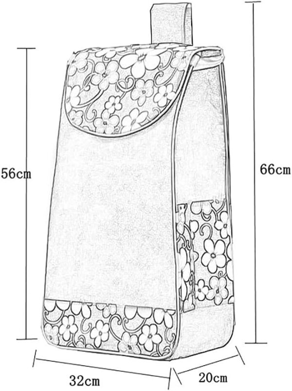 Bolsas de la compra reutilizables, Bolso de reemplazo de la carrito de compras plegable, portátil impermeable 40l Oxford Paño carro de compras Bolsos de la carretilla de respaldo, bolsa de repuesto de - Image 2