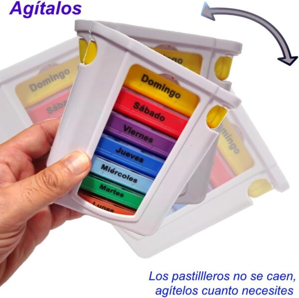 Pack de 2 Pastillero Semanal 4 Tomas Español, Pastillero Diario 7 Dias, Dosificador de Comprimidos con 28 Compartimentos, Organizador de Pastillas para Viaje Tinkipaly (2) - Image 6