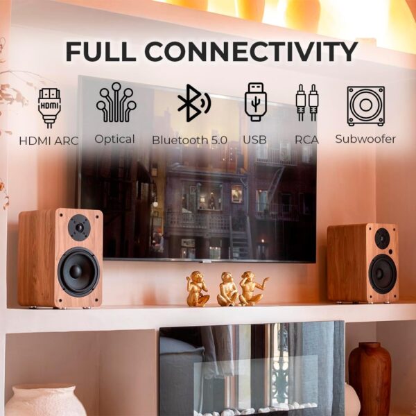 VULKKANO A6 ARC Altavoces Autoamplificados con Woofer de 6.5", Bluetooth 5.0, HDMI ARC, Optica, RCA, USB, con Salida Subwoofer, Monitores de Estudio HiFi con Diseño Elegante, Color Negro - Image 3