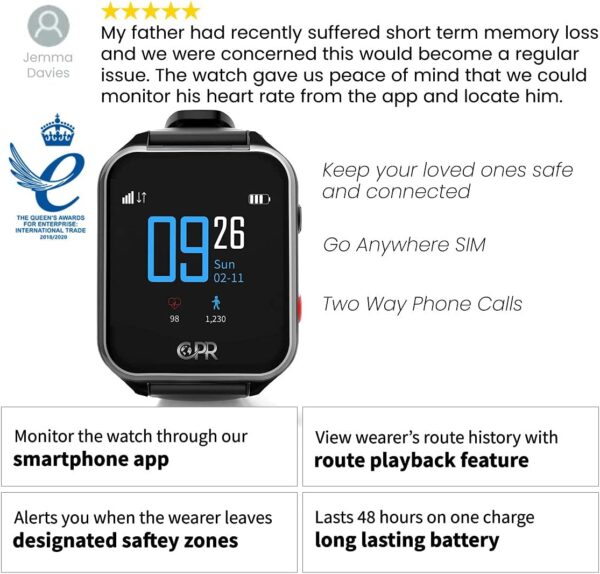 CPR Guardian III - Reloj de Alarma Personal SOS con detección de Alerta de caída y Seguimiento de ubicación por GPS (Negro) - Image 8