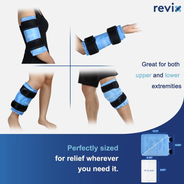 REVIX Paquete de Hielo para Alivio del Dolor de Rodilla, Envoltorio de Gel Frío Reutilizable para Lesiones en las Piernas, Hinchazón, Cirugía de Reemplazo de Rodilla, Terapia de Compresión Fría - Image 5