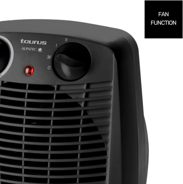 Taurus Alpatec New Gobi - Calefactor, 2000W, 2 intensidades, función ventilador, termostato regulable, protector térmico de seguridad, piloto luminoso, asa de transporte, hasta 20m2, negro - Image 4