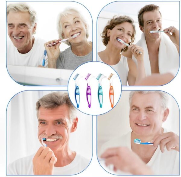 VIUWIZE Paquete de 4 cepillos de dientes, cepillo para dentaduras postizas, cepillo de limpieza para dentaduras postizas, cepillo de limpieza para dentaduras postizas portátil - Image 6