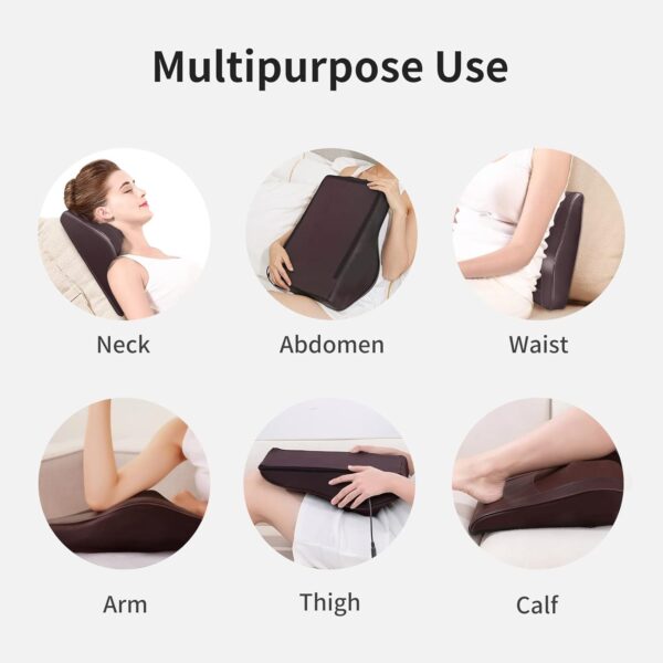 OMASSA Masajeador de espalda con calor, 3D masajeador electrico para aliviar el dolor, Masajeador de cuello, espalda, hombros y piernas para casa y la oficina, regalos para padres, amigos, Marrón - Image 7