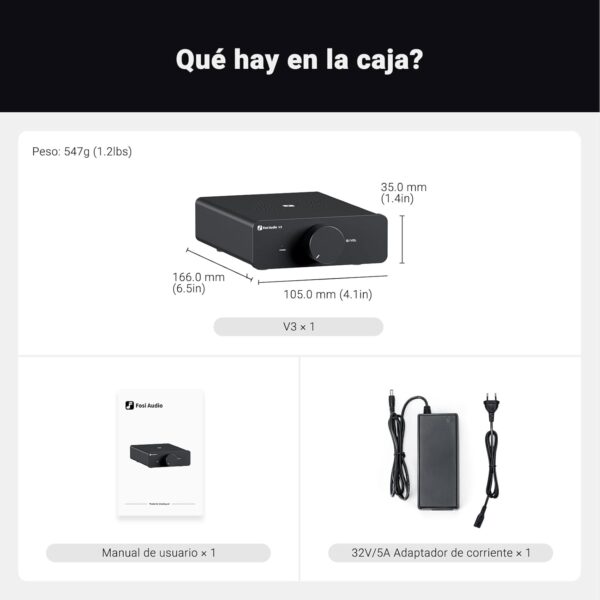 Fosi Audio V3 Amplificador estéreo Home Audio 300 Watts x2 Power TPA3255 Class D Mini 2 Channel Amp para estantería pasiva Altavoces de torre Desktop Home Theater con fuente de alimentación de 32V - Image 9