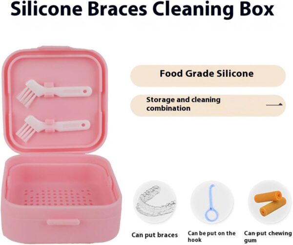 Uhngw Estuche de limpieza de retenedores, Estuche de remojo de retenedores - Caja de baño para dentaduras postizas | Estuche de limpieza de soporte de retenedor de silicona, estuche de contenedor de - Image 5