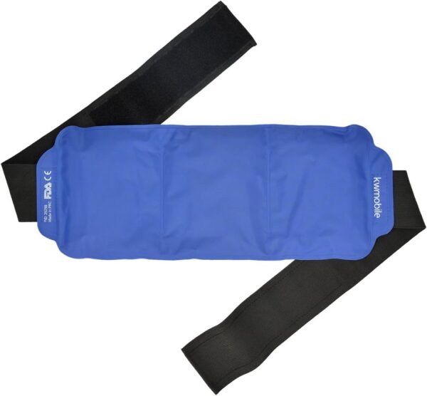 kwmobile Compresa de gel frío y caliente - Almohadilla ajustable reutilizable - Cinturón para calentar en microondas y enfriar en congelador - Azul