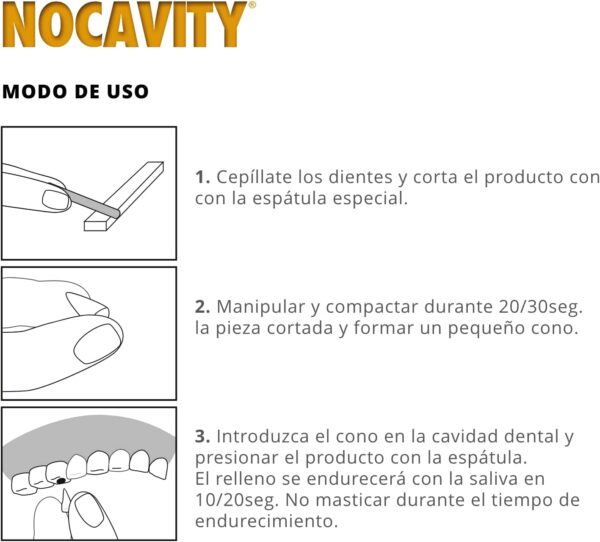 Nocavity - Kit de relleno dental temporal - Aísla la cavidad dental y reduce el dolor en caso de pérdida de empastes, pequeñas caries y dientes rotos - Image 5