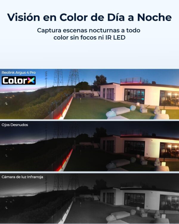 Reolink 4K Camara Vigilancia WiFi Exterior Solar, Visión Nocturna Verdadera en ColorX F1.0, Gran Angular de 180, 8MP Camara Seguridad con 2,4/5GHz Wi-Fi 6, Detección PIR y AI, Argus 4 Pro+Panel Solar - Image 4