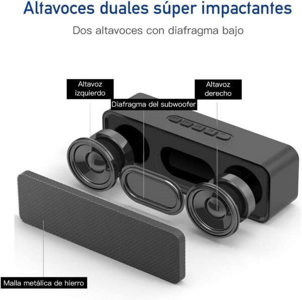 Sonkir Altavoz Bluetooth portátil, Altavoz inalámbrico Bluetooth 5.0 con Graves estéreo 3D Hi-Fi, batería incorporada de 1500 mAh, Tiempo de reproducción 12H (Negro) - Image 2