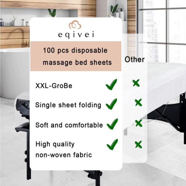 Eqivei 100 PCS Sabanas Desechables Camilla Masaje, 100x200 cm, Sábanas Desechables no Tejidas, Sábanas Desechables Para la Masaje Belleza, Tatuaje, SPA, Blanco - Image 6
