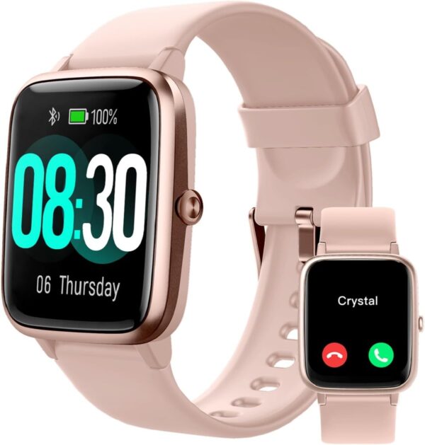 GRV Smartwatch, Pulsera Actividad Inteligente IP68 Impermeable Reloj Inteligente Mujer Hombre con Pulsómetro Monitor de Sueño Podómetro Notificación de Mensajes Reloj Deportivo (Rosa)