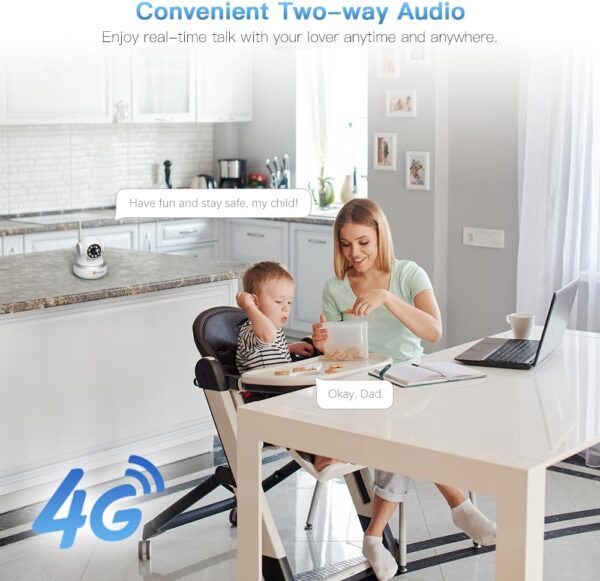 Ctronics 3G/4G LTE Cámara de Vigilancia Interior con Tarjeta SIM, 360° PTZ IP Cámara de Seguridad Inalámbrica, Detección Humano, Seguimiento Automático, Visión Nocturna en Color, Audio Bidireccional - Image 7
