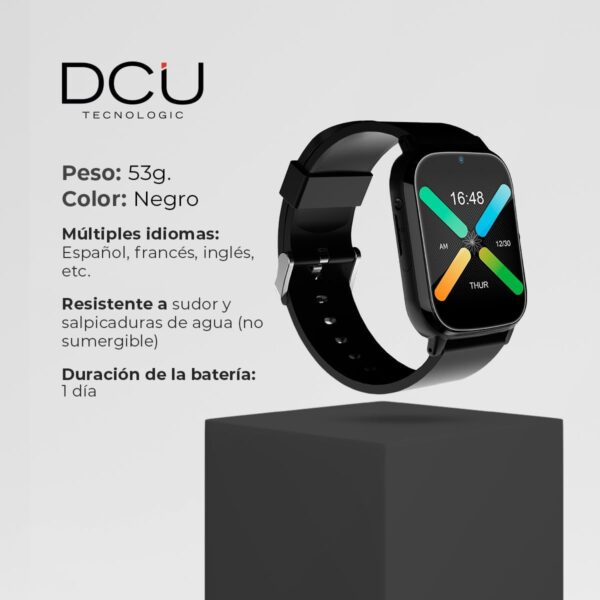 DCU TECNOLOGIC - Smartwatch Sénior con GPS y Videollamadas 4G - Reloj Inteligente con Pantalla IPS Full Touch de 1,69’’ - IPX6 Impermeable - Ideal para Adulto Mayor - Color Negro - Image 9