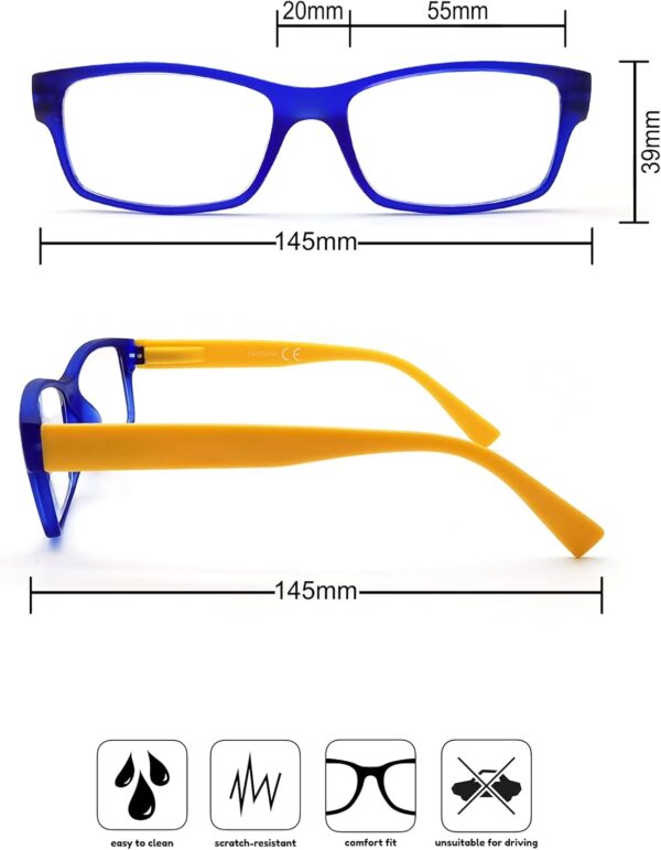 PANTONA Pack 3 Gafas de Lectura Modernas para Hombres y Mujeres, Gafas Presbicia Vista Cansada Montura Rectangular. Color: Negro Rojo Azul. - Image 2
