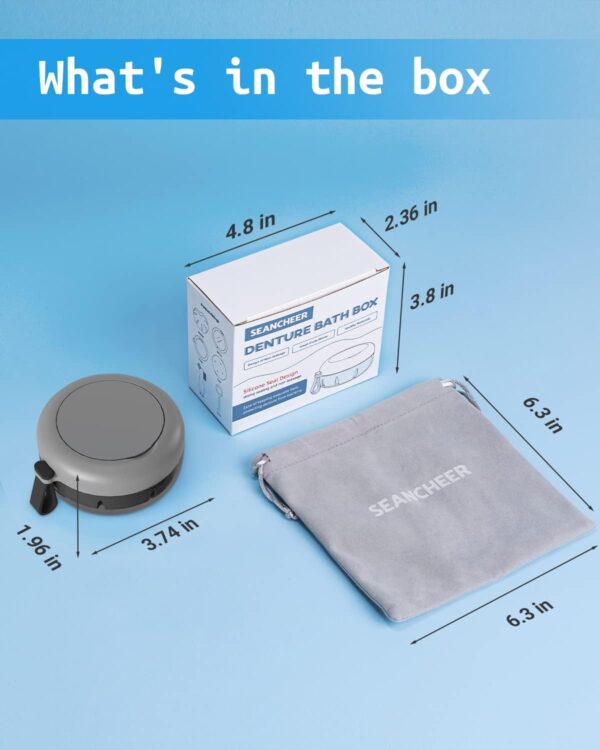 Caja de baño para dentaduras postizas, estuche de retención para aparatos ortopédicos, caja de retención portátil a prueba de fugas, kit de limpieza de dentaduras postizas con mosquetón de cepillo - Image 7