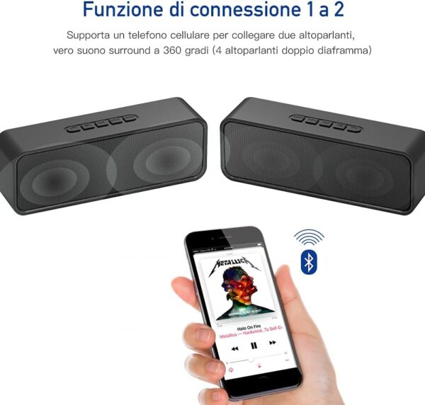 Sonkir Altavoz Bluetooth portátil, Altavoz inalámbrico Bluetooth 5.0 con Graves estéreo 3D Hi-Fi, batería incorporada de 1500 mAh, Tiempo de reproducción 12H (Negro) - Image 3