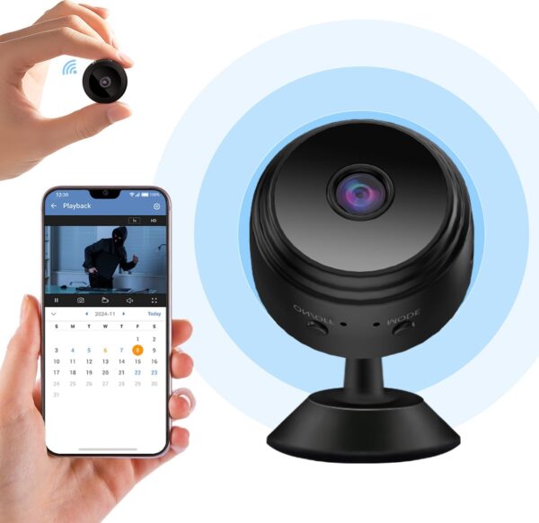 Mini Cámara Espía wifi 1080P HD invisible camara vigilancia wifi interio/Exterior,con detección de movimiento y visión nocturna,Cámara con Grabación,Exterior/interio App Inalámbrico Alerta (S)