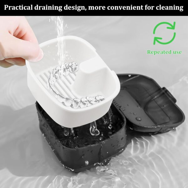 Porta aparato dientes 2 piezas caja aparato dientes caja para dentaduras dentales caja caja de almacenamiento para dentadura porta protector bucal porta bite dental para limpiar y almacenar prótesis - Image 5