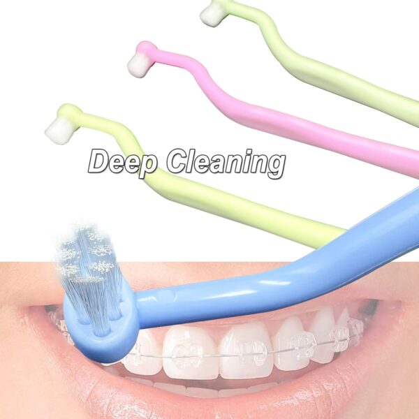 Ortodoncia Cepillo de dientes Pequeño Tuft Cepillo de dientes Pequeño Pequeño Cepillo Interspace Compacto para Implantes Dentales, Tirantes y Limpieza de Detalle de Dientes, 4 Piezas (4 Colores D) - Image 3