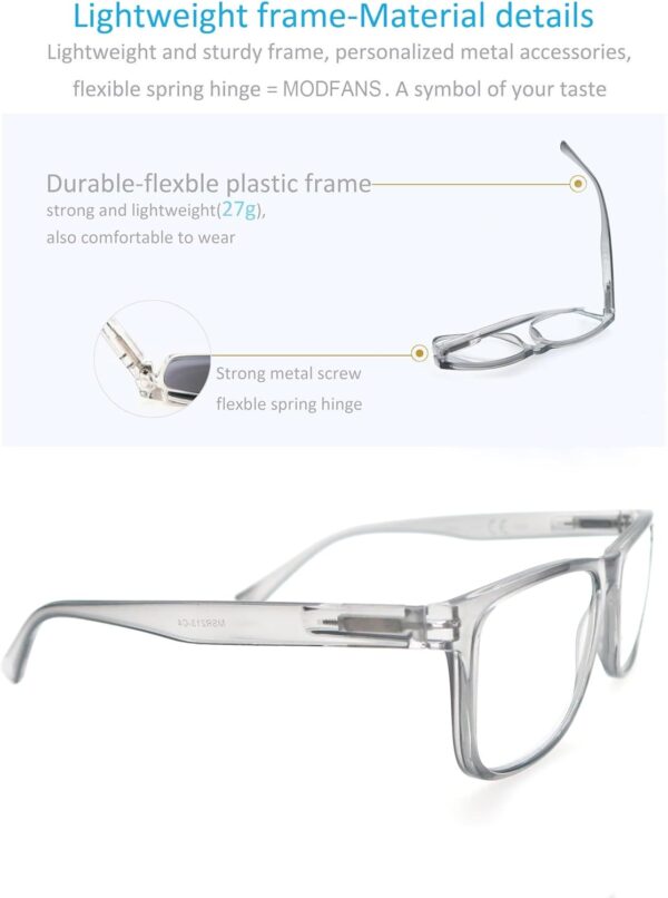 MODFANS 4 Pares de Gafas de Lectura 1.75 Hombres/Mujeres,Rectangular Gafas para Presbicia,Buena Vision Ligeras Comodas,Vista de Cerca/Vista Cansada Colores Mezclados - Image 6