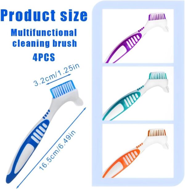 VIUWIZE Paquete de 4 cepillos de dientes, cepillo para dentaduras postizas, cepillo de limpieza para dentaduras postizas, cepillo de limpieza para dentaduras postizas portátil - Image 2