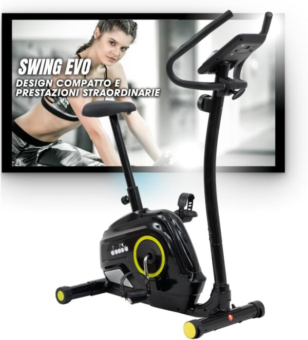 Diadora Fitness Swing Evo - Bicicleta estática con pulso de mano según la norma CE, 82 x 56 x 28 cm, color negro