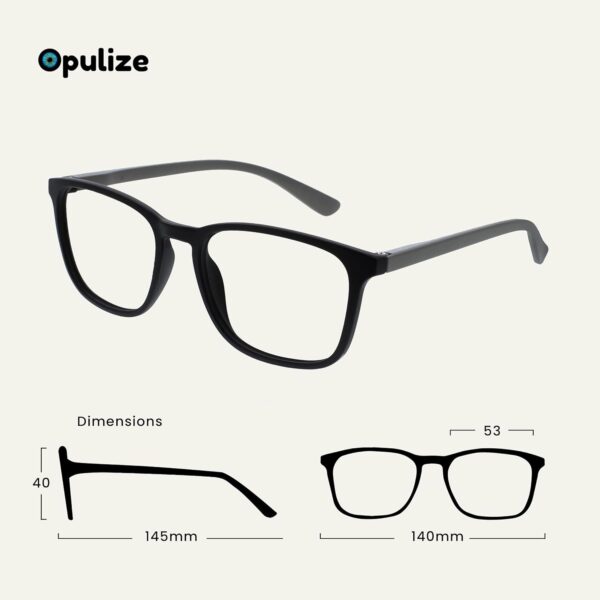 OPULIZE Max Gafas de lectura - Montura clásica rectangular ancha - Unisex Hombre Mujer - Bisagras de resorte - R78 - Image 2