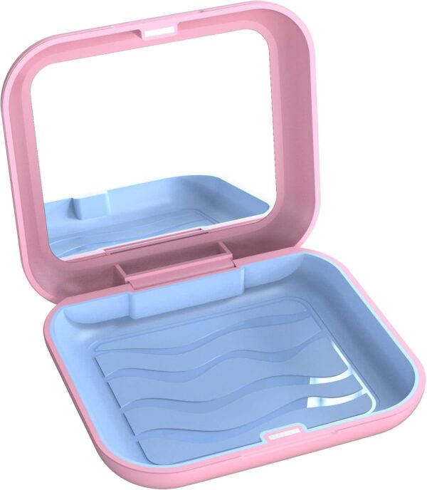 BVN Caja Aparato Dental con Espejo: Caja Ferula Dental, Caja de Dentaduras Postizas, Funda Aparato Dental Ortodoncia, Retenedor Dental, Caja de Retención, Contenedor por Alineadores Dentales Negro.