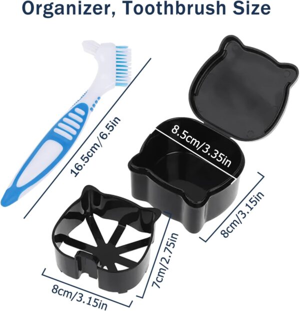 Guador Caja de Prótesis Dentales Kit de Limpieza de Dentaduras Postizas Caja de Dentaduras Postizas con Colador Cepillo de Dientes Postizos de Dos Cabezas Denture Bath Limpieza Caja de Almacenamiento - Image 2