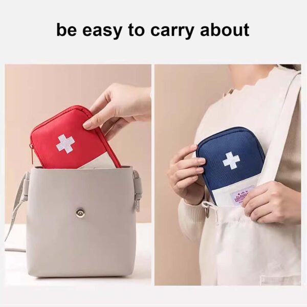 Disnace Bolsa Médica Vacía, Botiquín de Primeros Auxilios, Mini Botiquín de Medicina, Neceser Medicamentos Viaje, Mini Botiquín Médico Vacío, Kit De Primeros Auxilios De Viaje Portátil (Rojo) - Image 6