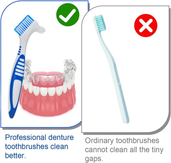 ZKGYUS 5 Piezas Juego de cepillos de dientes para prótesis, cerdas multicapa, Cabeza de Cerdas Cepillos de Limpieza de Prótesis Portátiles Dentaduras,Para Dentaduras Cuidado - Image 3