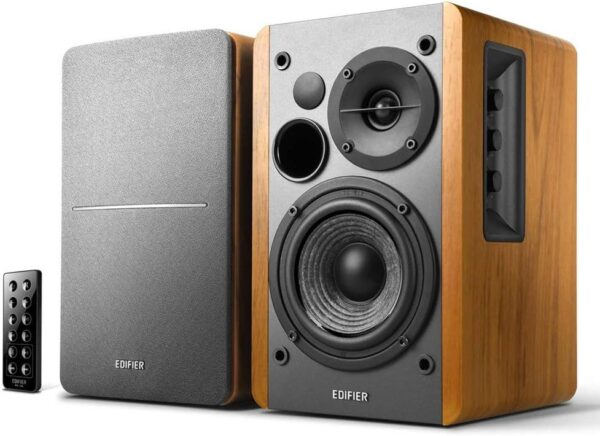 Edifier R1280DB Altavoces de Estante con Bluetooth - Entrada óptica - Monitores de Estudio Inalámbricos - Altavoz de Campo Cercano de 4 pulgadas - 42w RMS - Grano de madera