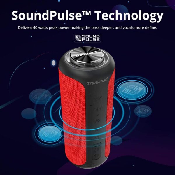 Tronsmart T6 Plus Edición Mejorada Altavoz Bluetooth 40W, Portatil, Sonido Estéreo 360°, Efecto de Triple Bajo Potente, Waterproof IPX6 con Powerbank, 15 Hora de Reproducción y Manos Libres - Image 6