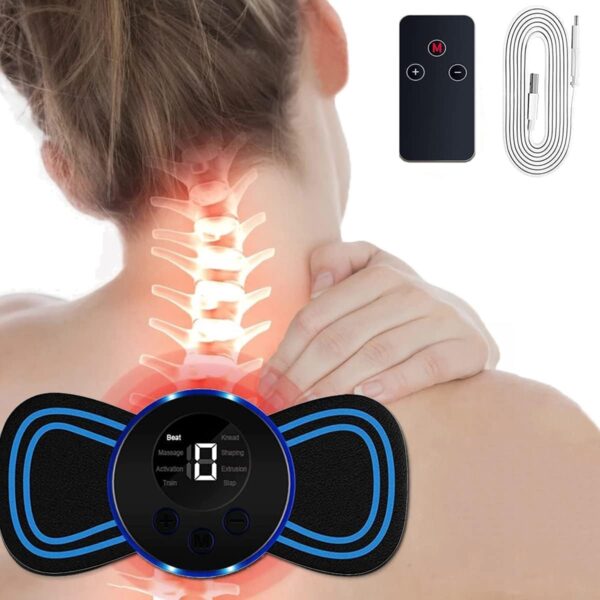 Masajeador de Cuello Eléctrico, 8 Modos y 19 Intensidades Masajeador de Cuello y Hombro con Pantalla Digital y Mando a Distancia, para Aliviar el Dolor de Espalda