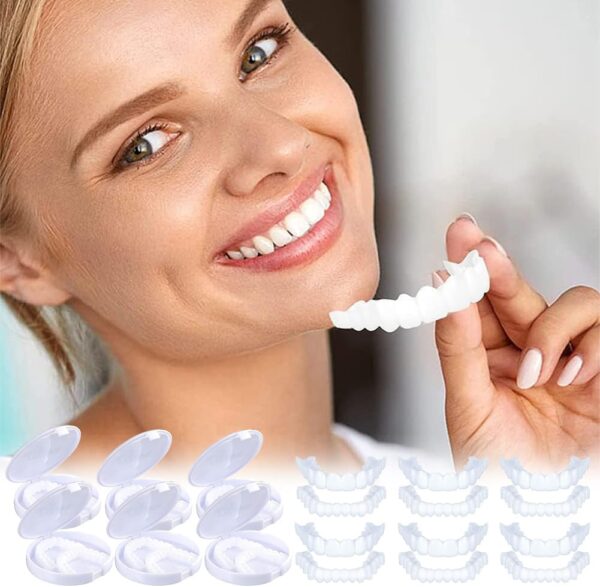 Dientes de Carillas Cosméticas, Dentaduras Postizas Instantáneas, Dentaduras Temporales, 6 Pares Carillas Dentales, Carillas Falsa, Postizos de Superior E Inferior Dientes, Cepillos Interdentales