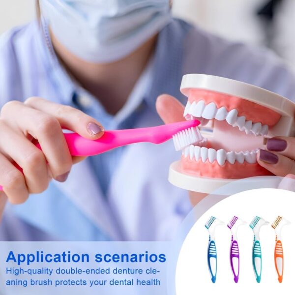 VIUWIZE Paquete de 4 cepillos de dientes, cepillo para dentaduras postizas, cepillo de limpieza para dentaduras postizas, cepillo de limpieza para dentaduras postizas portátil - Image 5