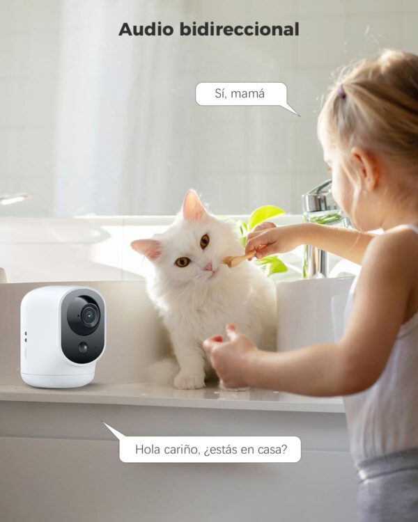 COCOCAM 2K Camara Vigilancia WiFi Interior Sin Cable con Batería 5200mAh, 355°P 90°T Inalámbrica para Vigilancia Bebés/Cámara Mascotas/Cuidado Ancianos, Reconocimiento AI, Detección Humana PIR - Image 4