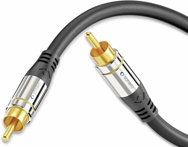 sonero® Premium 1,50m de Cable Cinch, 1x Enchufe Cinch a 1x Enchufe Cinch, Apto para Amplificador, subwoofer, Beamer, Receptor AV, Negro - Image 2