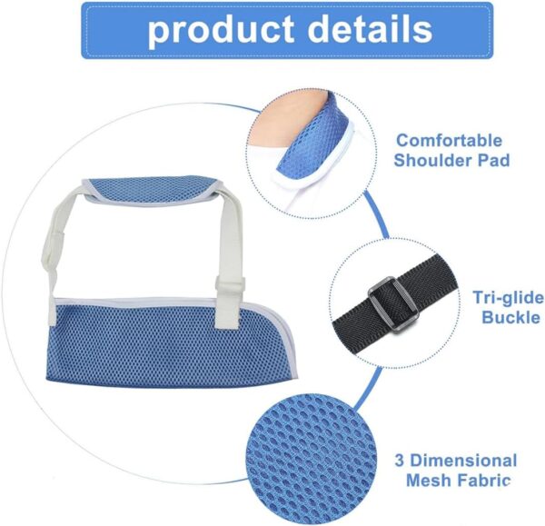 EOYVAIL Cabestrillos y soporte de brazos,Soporte para brazo para niños, soporte para brazo para niños, cabestrillo para muñeca, codo, brazo, dislocación de hombro (azul claro, XL) - Image 4