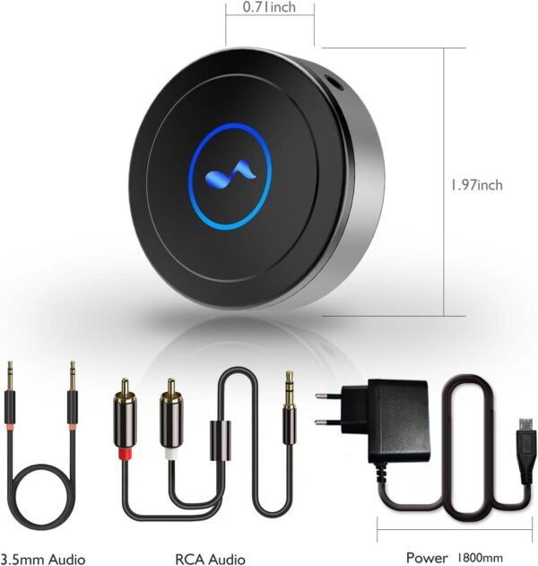 Receptor Bluetooth 5.0 para Home Stereo, Tablet, Altavoces, etc. con Salida AUX3.5/RCA, Baja latencia/Calidad de Audio HD, conexión de Doble Dispositivo - Image 6