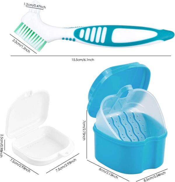 Cozlly Caja Almacenamiento de Dentaduras, Caja de Baño para Dentadura, Contenedor de Dentaduras con Cesta de Drenaje y Cepillar Limpieza, Cajas para Ortodoncia, Caja de Limpieza de Dentadura Postiza - Image 2