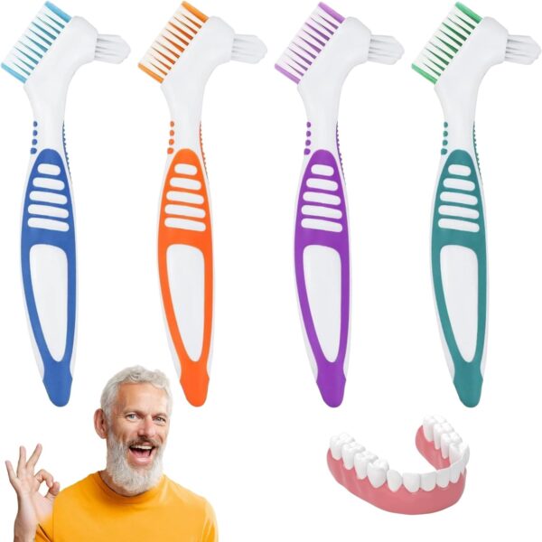 Cepillo Limpiador para Ortodoncia,4pcs Cepillo Dientes Para Dentaduras,Limpieza Dentadura Postiza,Cepillos Limpieza Prótesis Portátiles,Cepillos Limpieza Dentaduras,para Cuidado Dentaduras