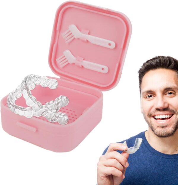 Uhngw Estuche de limpieza de retenedores, Estuche de remojo de retenedores - Caja de baño para dentaduras postizas | Estuche de limpieza de soporte de retenedor de silicona, estuche de contenedor de - Image 8