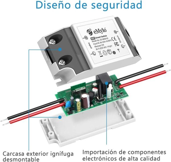 eMylo Interruptor WiFi inteligente Interruptor WiFi de relé inalámbrico universal Temporizador Control remoto Interruptor de luz Control por voz Admite Alexa, Google Home a través de IOS Android 1Pack - Image 8